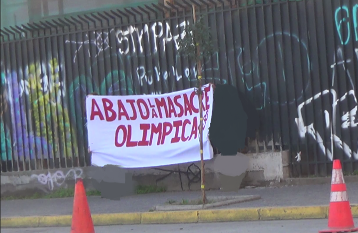 Aktion gegen das olympische Massaker in Chile