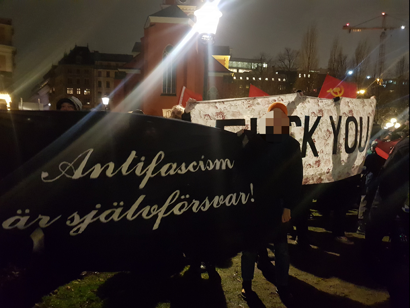 Aktion gegen Nazifackelzug in Stockholm