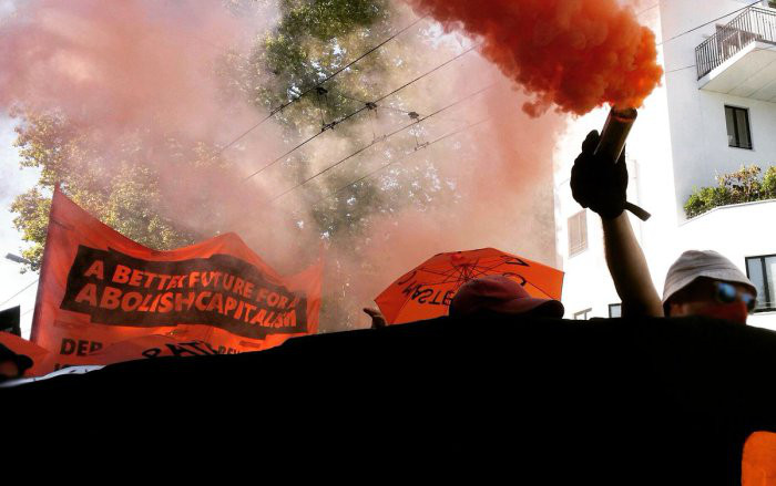 Combative demonstration against EU in Austria
