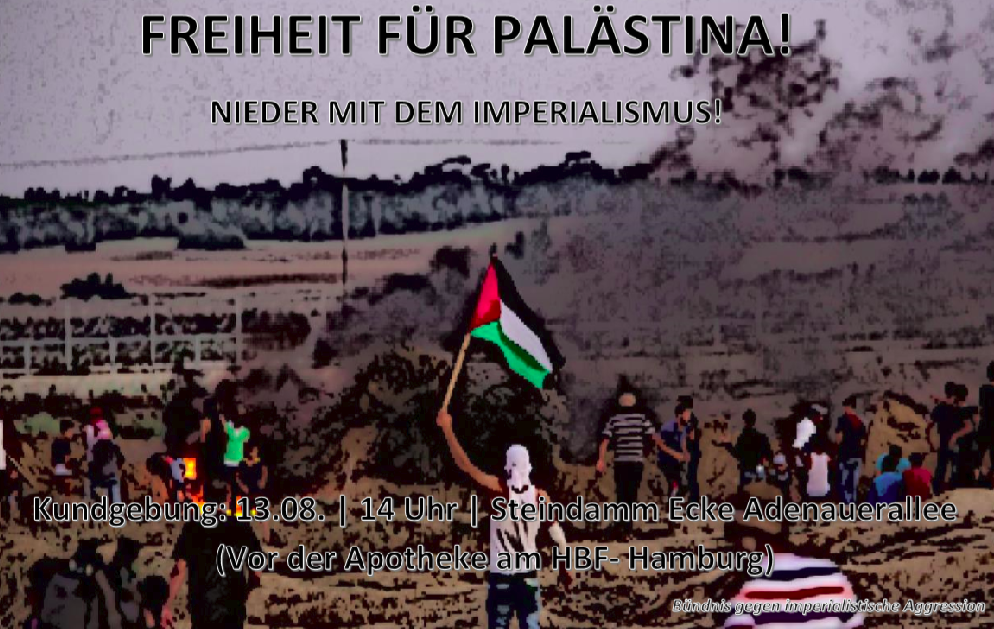 Arabische Übersetzung des Aufrufs zur Kundgebung des BgiA in Hamburg