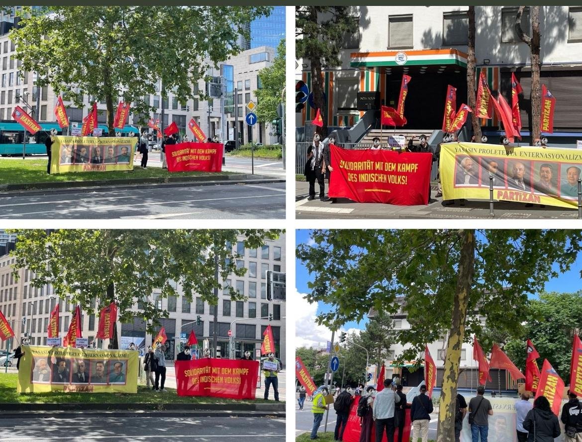 Vor dem indischen Konsulat in Frankfurt fand eine Kundgebung mit den Slogans “Lal Salaam” und “Stoppt die Massaker in Indien!” statt.