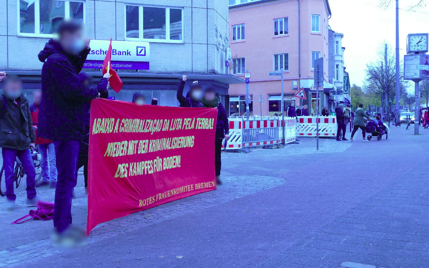 Bremen: Drei spontan Kundgebungen für den Kampf der Bauern in Rondonia, Brasilien.