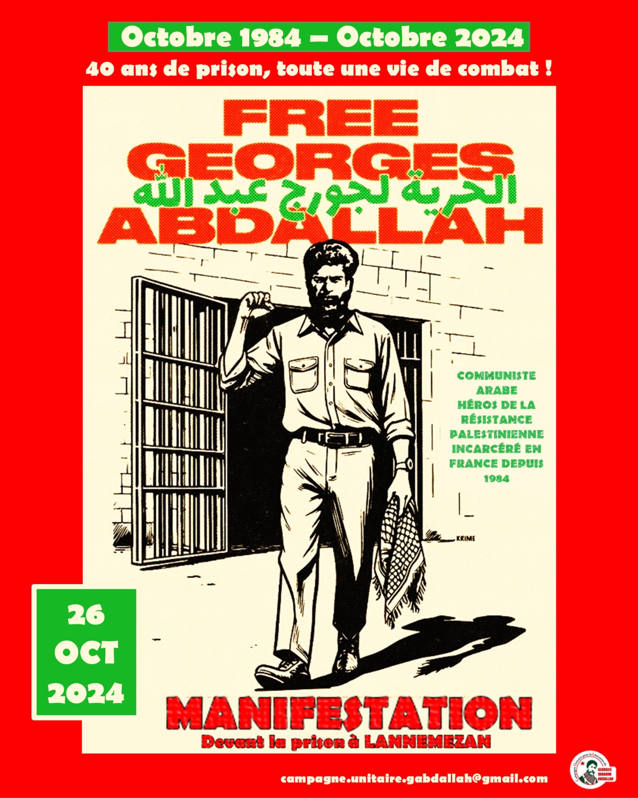 Lannemezan, Frankreich: 26. Oktober – Demonstration für Georges Ibrahim Abdallah