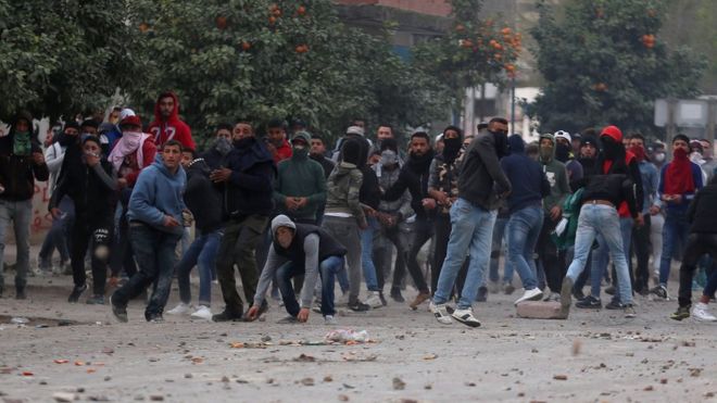 Continuing riots against austerity measures in Tunisia