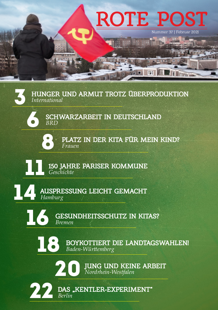 Editorial der kommenden Februar-Ausgabe der Roten Post