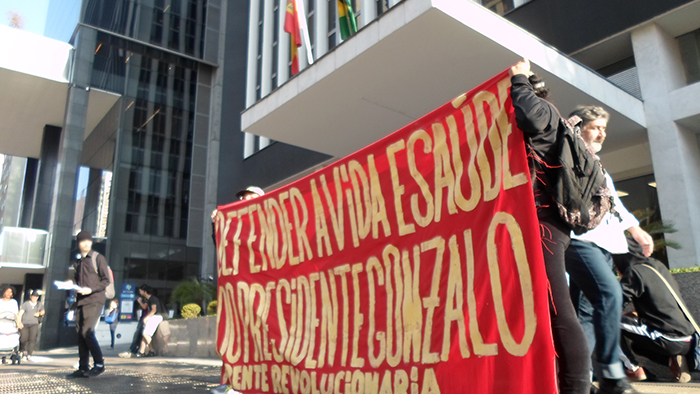 Aktion vor der peruanischen Botschaft in São Paulo
