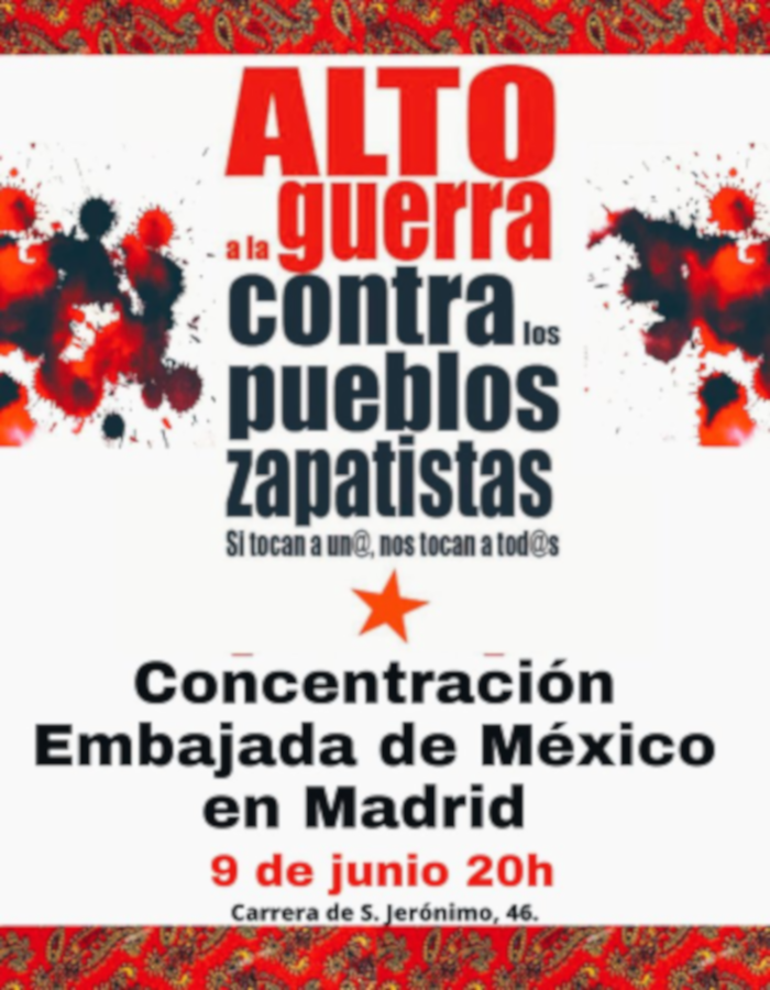 Servir Al Pueblo – Madrid: Kundgebung vor der mexikanischen Botschaft (09/06/23)