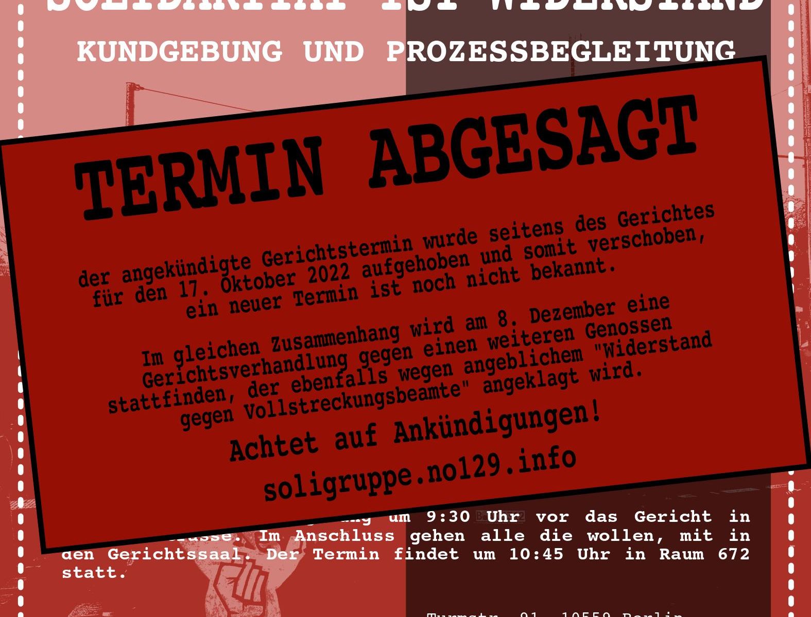 Info zum Gerichtstermin vom 17.10.2022 in Berlin