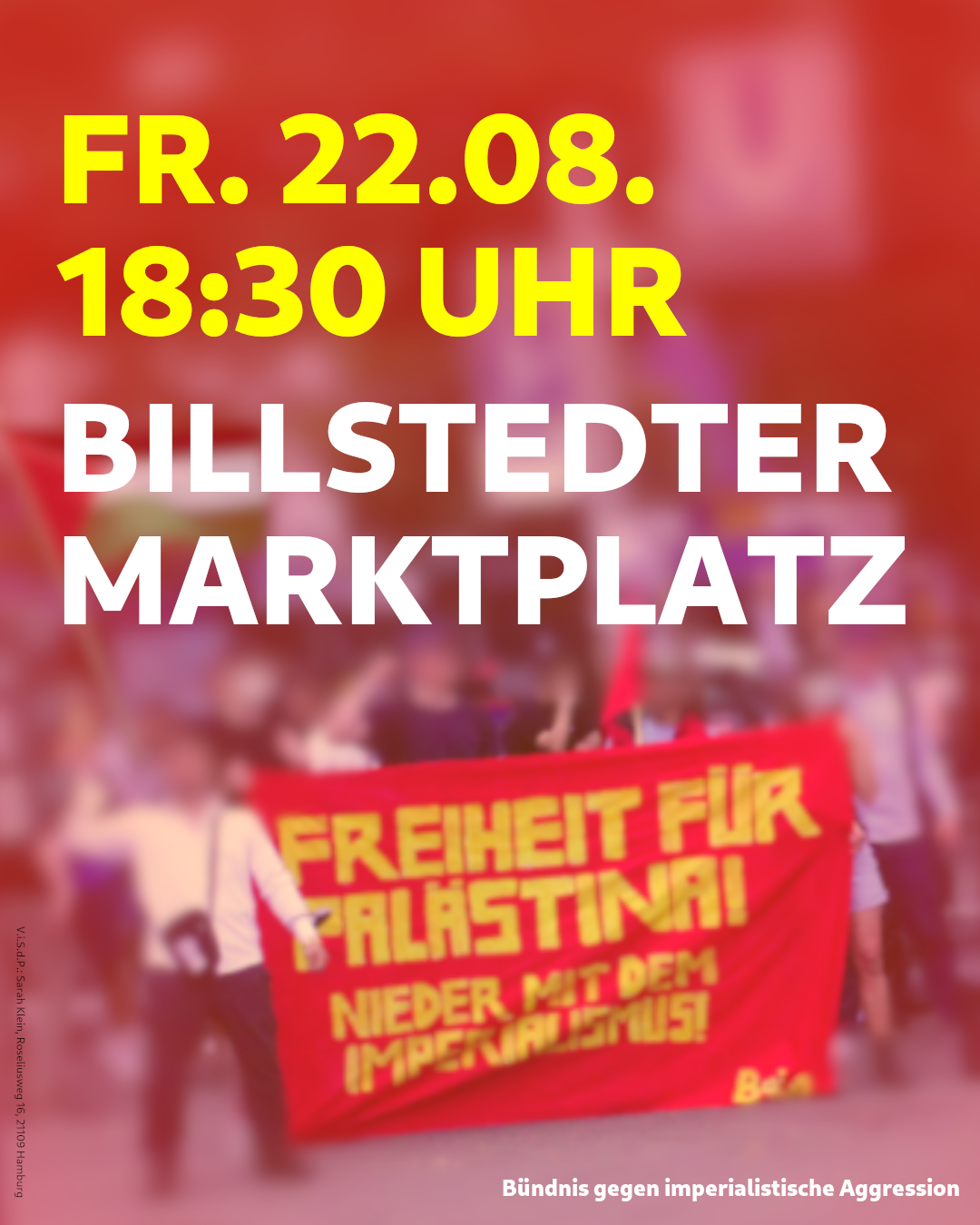 Hamburg: Nächste Palästina-Kundgebung in Billstedt am 22.8.!