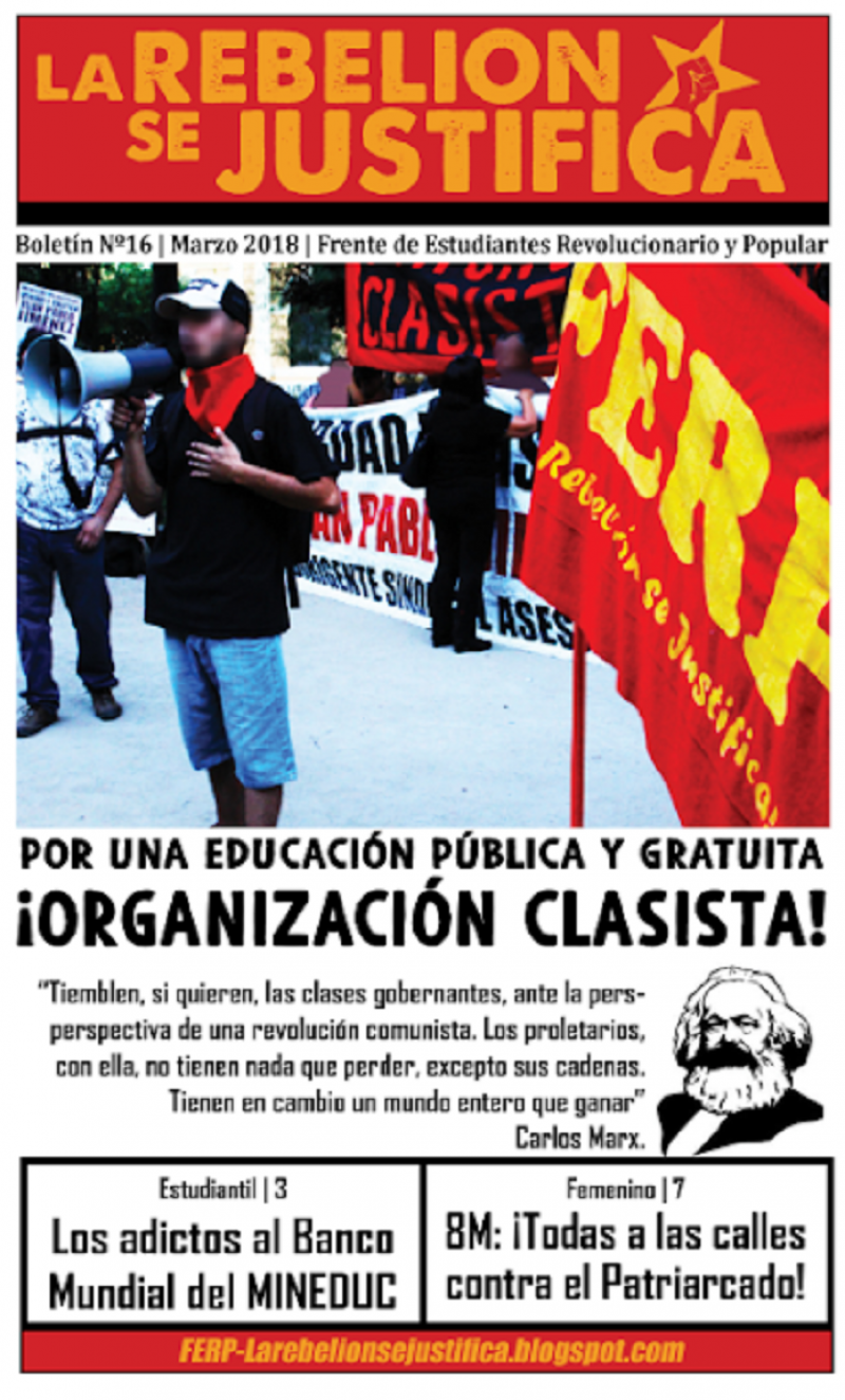 Chile – editorial of the periodic “La Rebelión se Justifica”issue 16