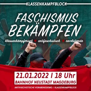 Aufruf aus Magdeburg: Antifaschistische Vorabenddemo 01/2022