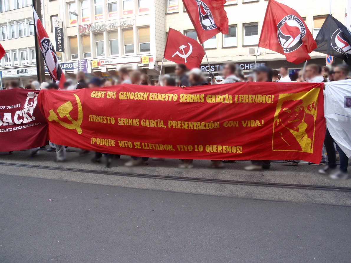 Transparent für Ernesto Sernas Garcia auf Demonstration 1